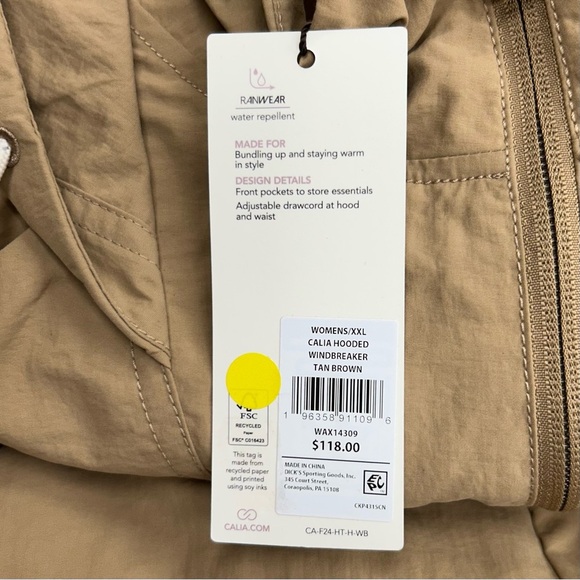 CALIA by Carrie Underwood Tan Hooded Utility Jacket NWT Size: XXL - Picture 7 of 7
